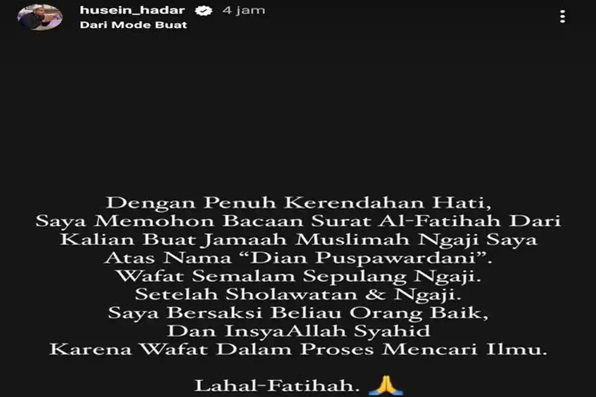 Habib Husein Jafar Mohon Doa Buat Korban Meninggal Kecelakaan di Batam