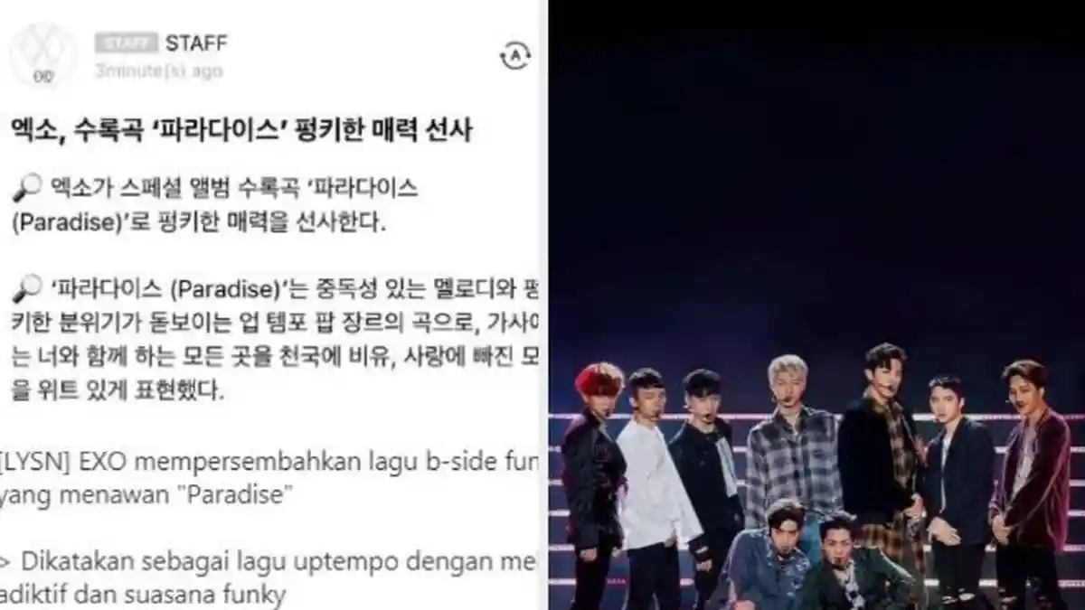 EXO Rilis Lagu B-Side Paradise Bertepatan dengan Momen Comeback