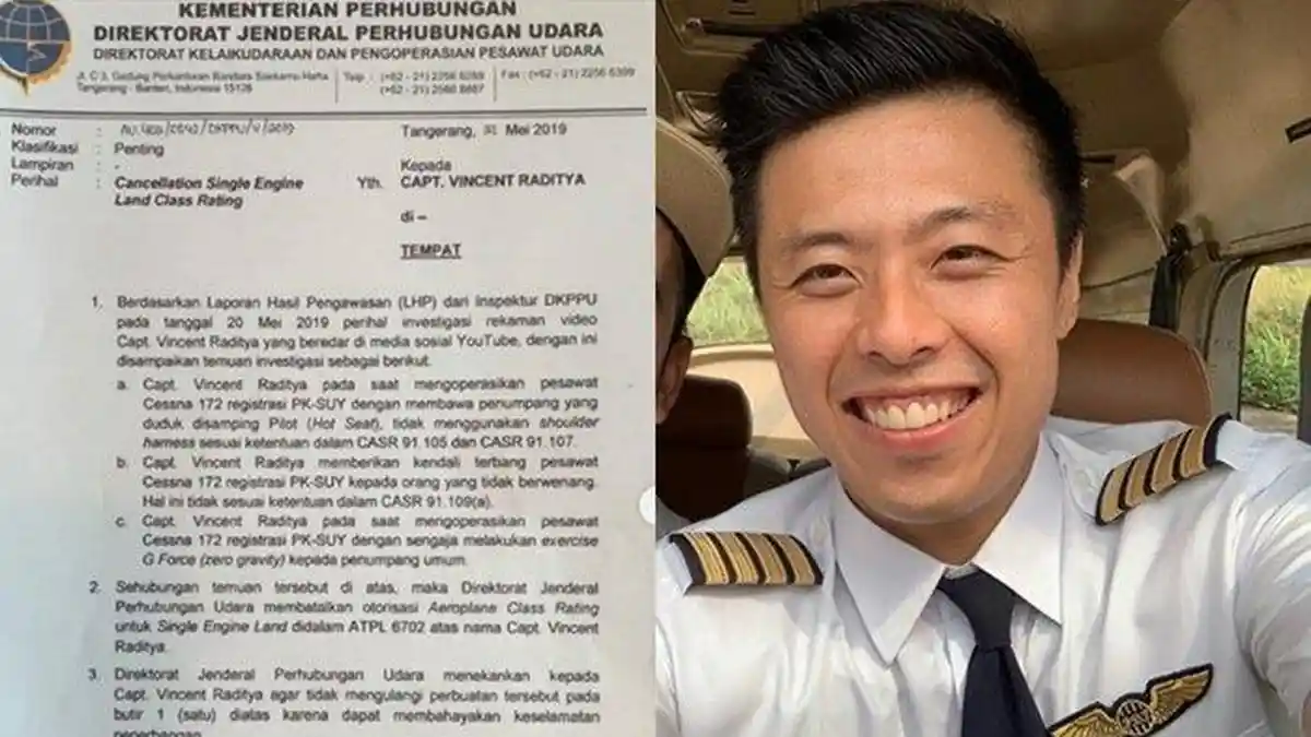 Youtuber Kapten Vincent Raditya Pasrah Lisensi Pilotnya Dicabut karena Zero Grafity
