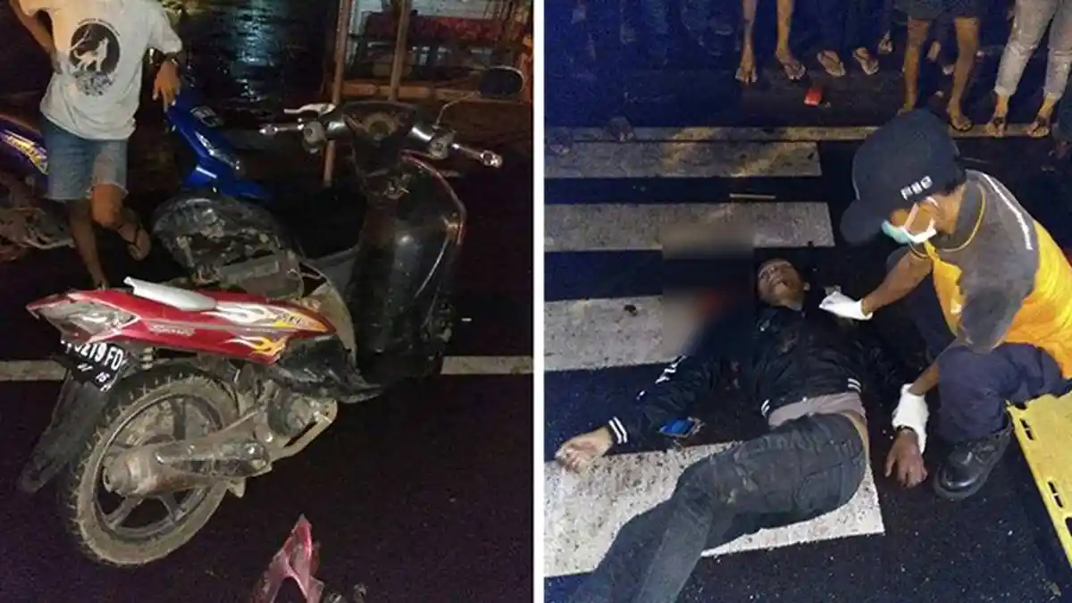 Kecelakaan Maut di Selatan Pura Gajah Sesetan, Pria Ini Tewas Tergeletak di Jalan Raya