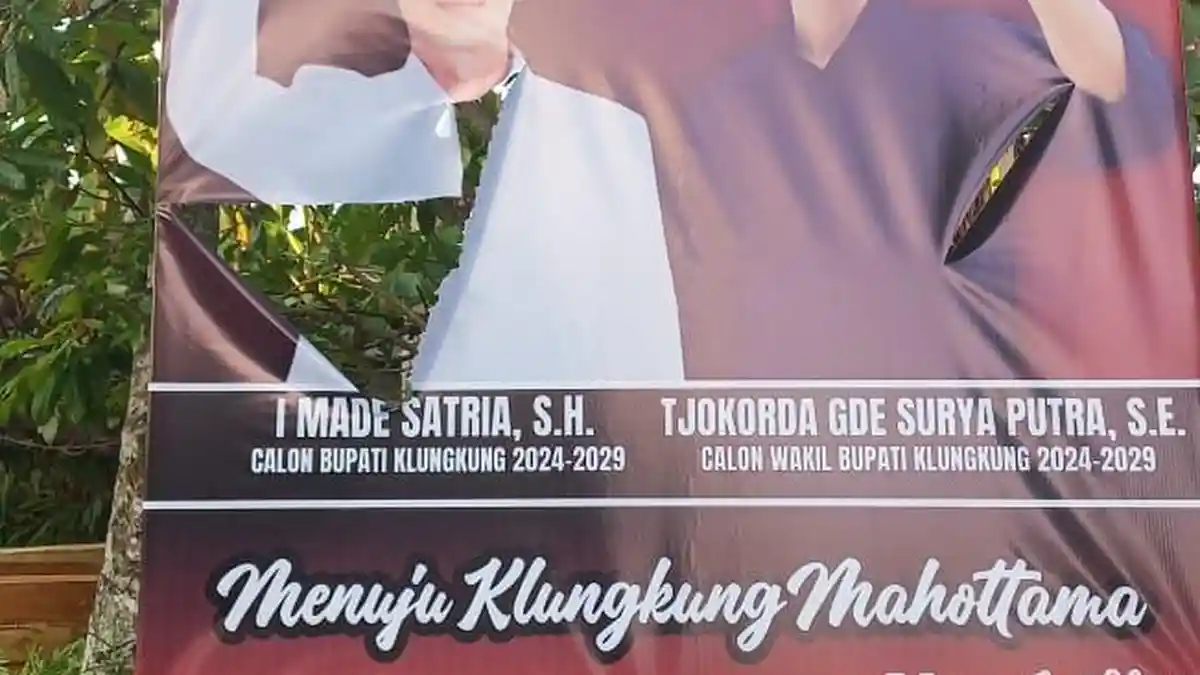PANAS Pilkada Klungkung, Baliho Paket Satriya Diduga Dirusak Orang Tak Dikenal, Simak Beritanya!