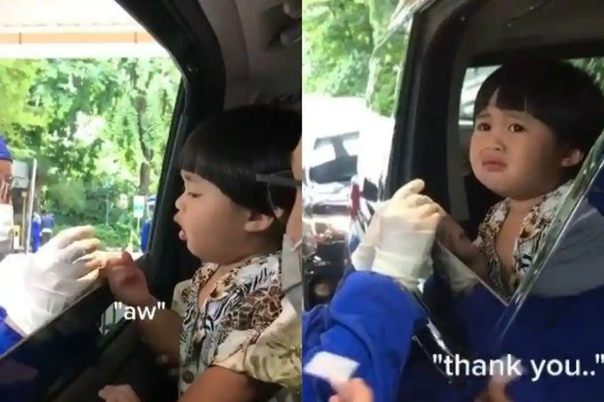 Viral Tingkah Gemas Bocah Jalani Rapid Test dari dalam Mobil, Ini yang Dilakukan Selebgram Cilik