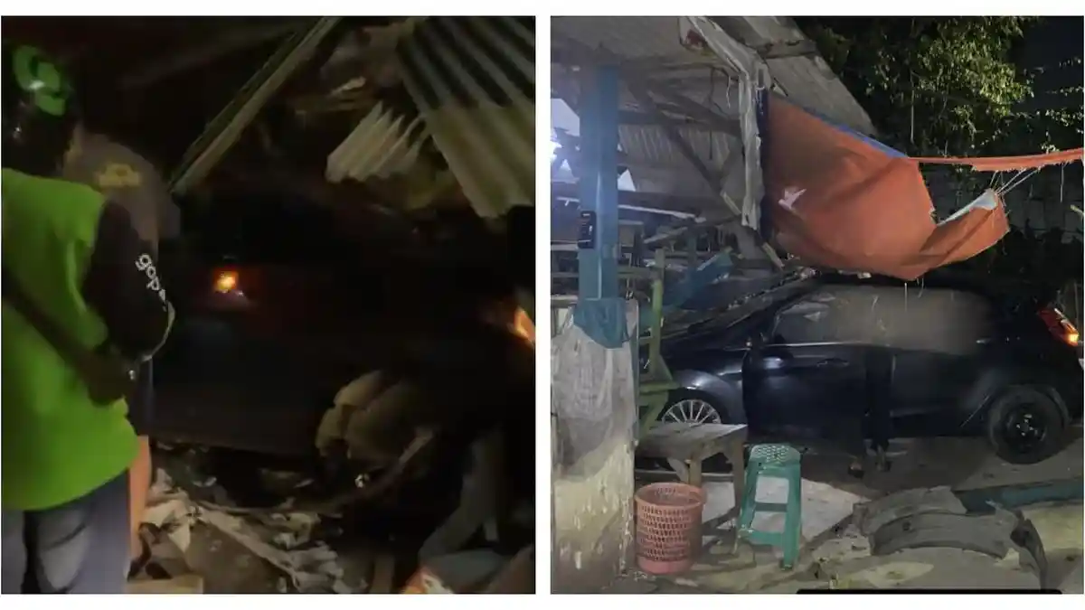 Kecelakaan Hari Ini di Pamulang: Mobil Hantam Lapak Ketoprak, Warga Curiga Sopir Ngebut