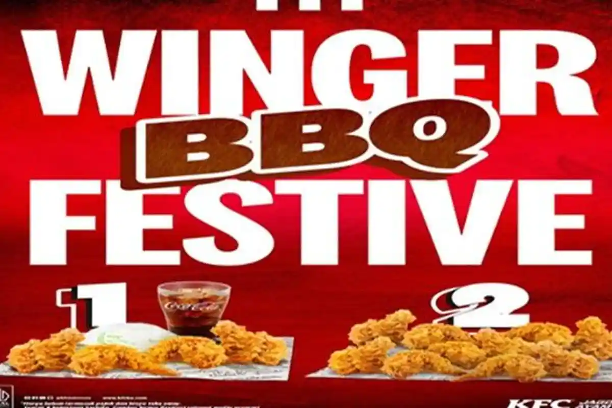 Promo KFC Hari Ini Sabtu Winger BBQ Festive 2 Pilihan Mulai Rp 20 Ribuan