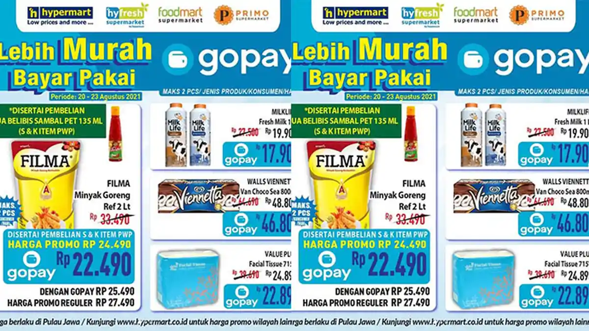 Promo JSM Hypermart TERBARU 21 Agustus 2021, Minyak Goreng Filma 2L Rp22.490, Beef, Sosis Diskon 45%