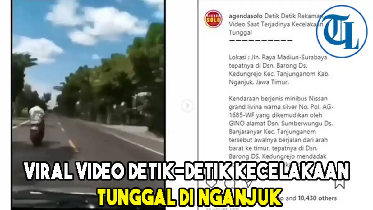 Viral Detik-detik Kecelakaan Tunggal di Nganjuk