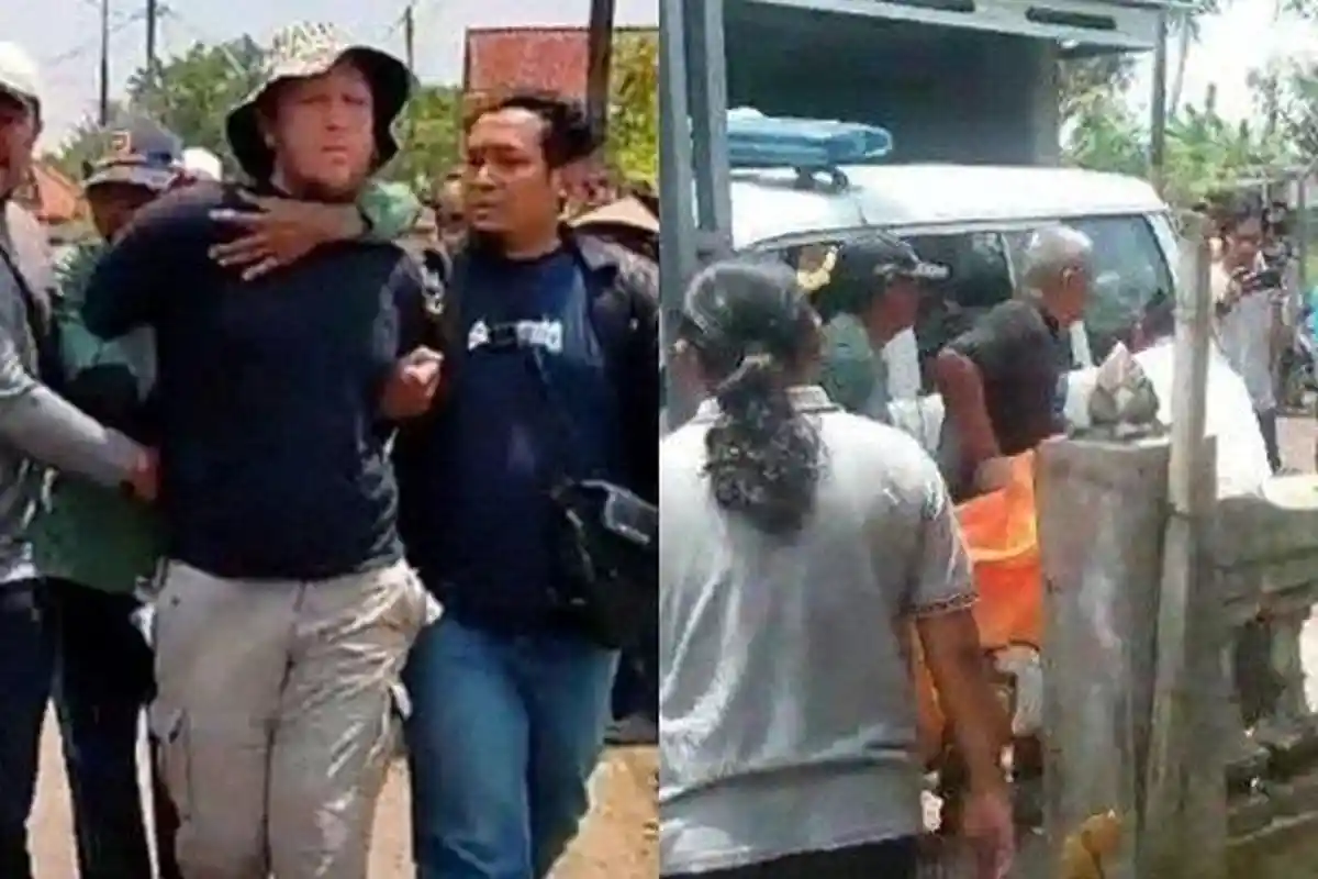 Bule Si Pembunuh Mertua Tak Tumbang Dipukul Warga, Galah Bambu sampai Patah, Ibu Siti Teriak Tolong