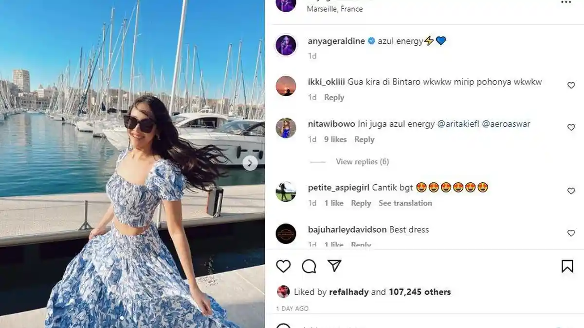 Anya Geraldine Sebut Energi Biru saat Kenang Momennya di Marseille, Paris