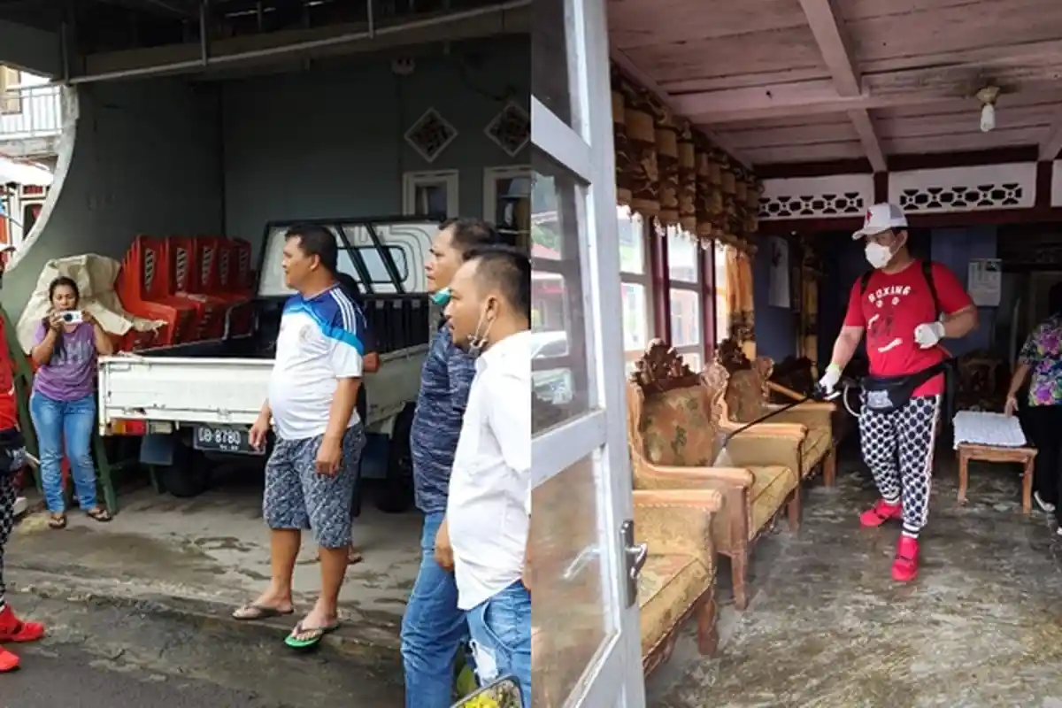 Calon Wali Kota Ini, Ikut Pikul Alat Penyemprotan Cairan Disinfektan