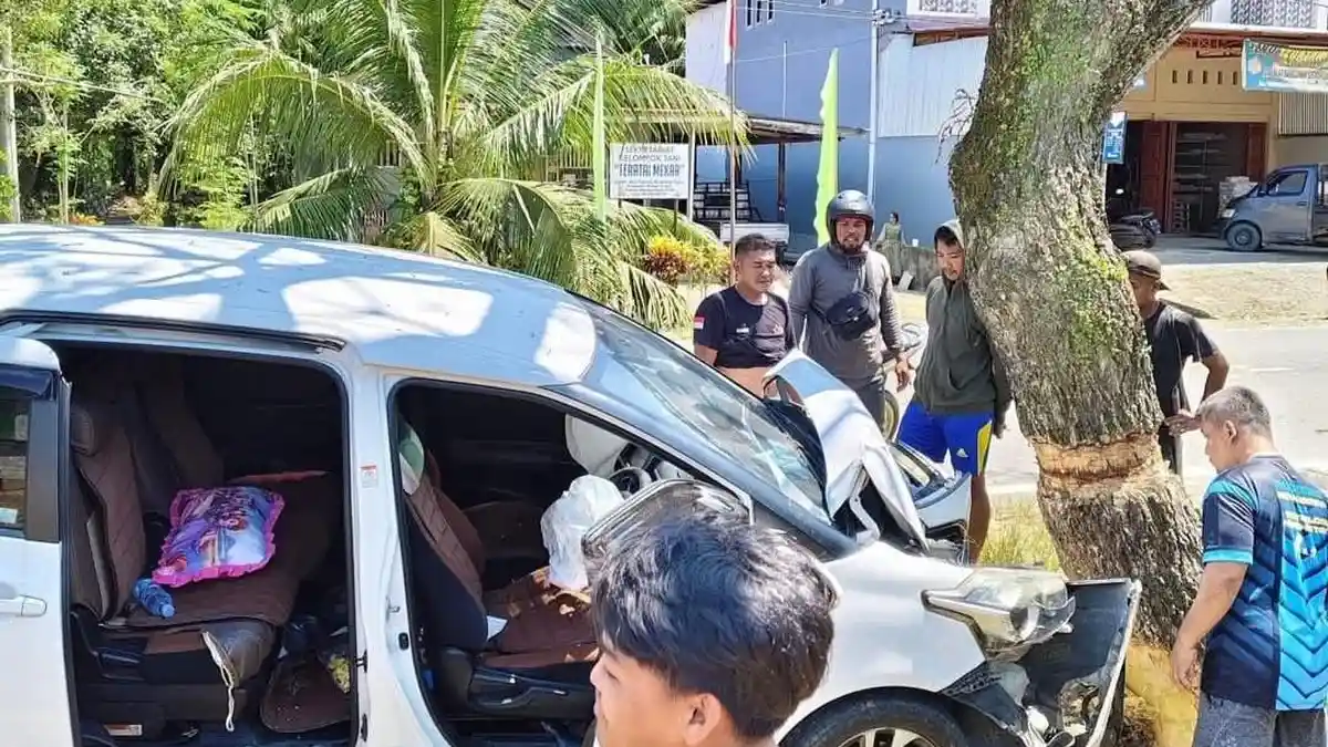 Gegara Ngantuk, Pegemudi Mobil Toyota Zeinta Tabrak Pohon di Tabolang Mateng