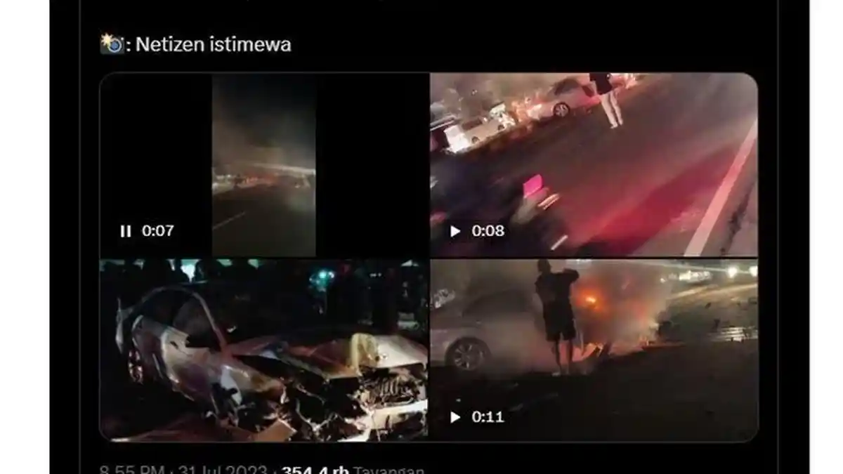 Detik-detik Mobil Mercy Terbakar Usai Tabrak Pak Ogah hingga Tewas di Ringroad,Pengemudi Masih Bocah