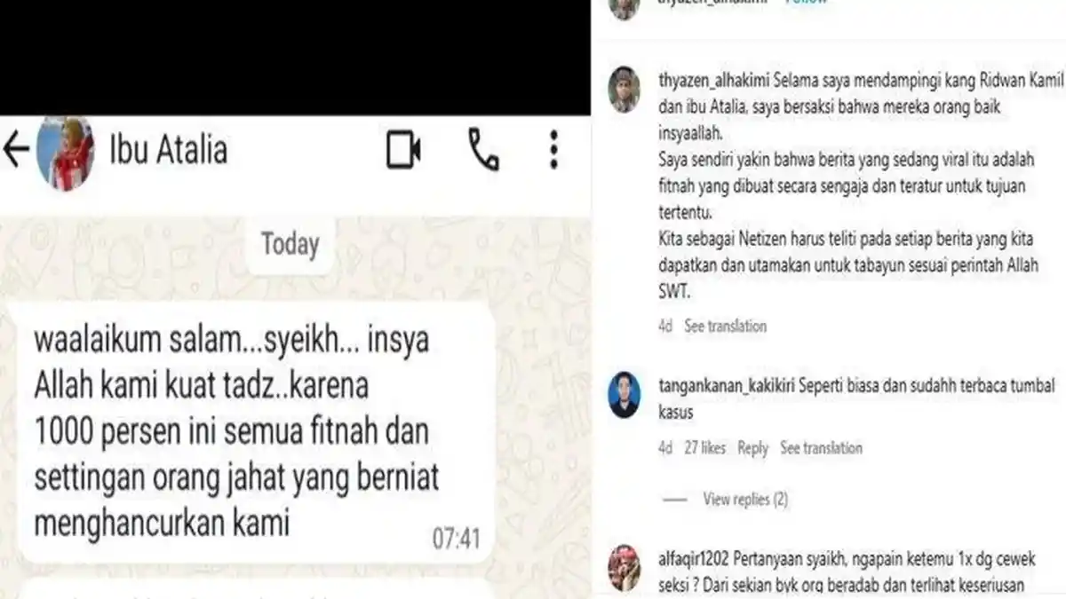 Imam Masjid Raya Aljabar, Yazen Alhakimi Bongkar Chat Atalia Praratya Soal Rumor Perselingkuhan RK