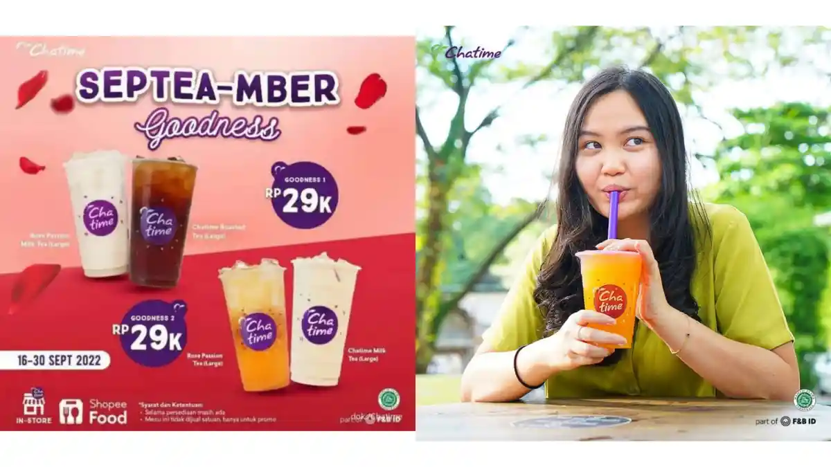 Promo Chatime 24-30 September 2022, Nikmati Rose Passion Milk Tea + Chatime Roasted Tea Rp 29.000