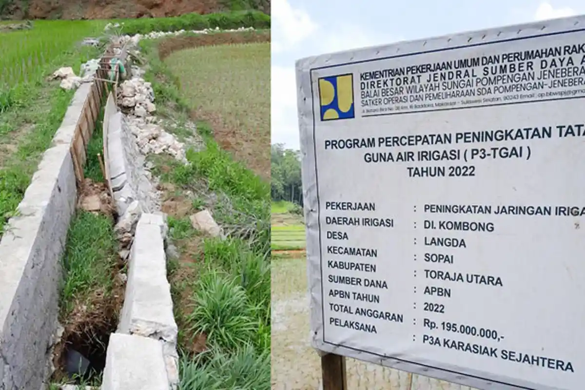 Diduga Dikerja Asal-Asalan, Proyek Irigasi tahun 2022 Senilai Rp 195 Juta Sudah Retak dan Roboh