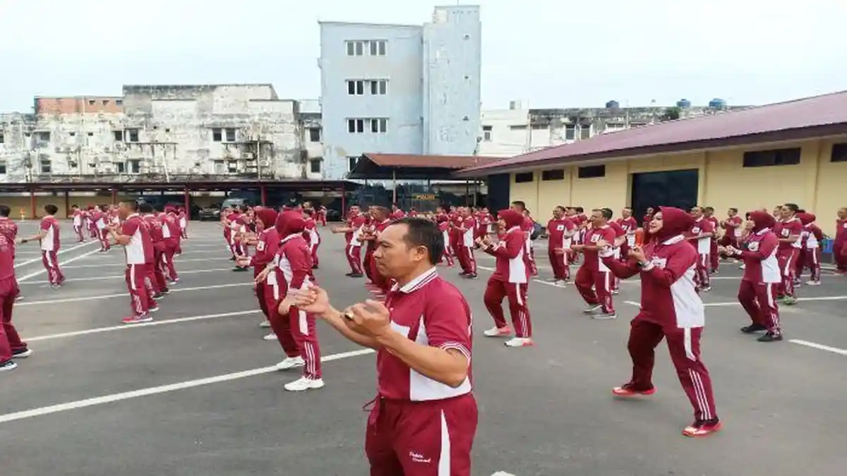 Personel Polda Sumsel Ikuti Senam Sehat Tiap Selasa dan Jumat