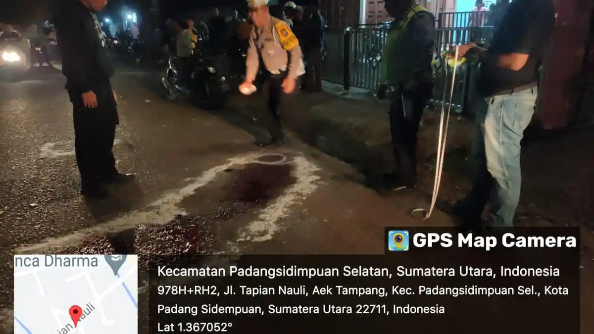 Pasca Pelajar Laka Lantas dan Meninggal Dunia Polres Padangsidimpuan Olah TKP di Jalan Tapian Nauli