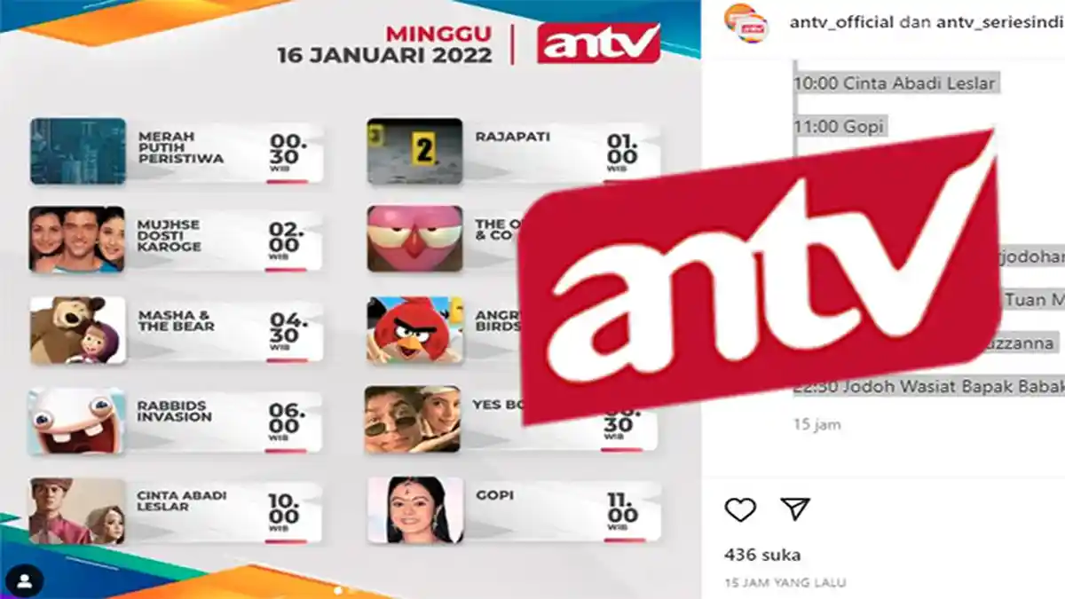 Jadwal ANTV 16 Januari 2022 | Cinta Abadi Leslar hingga Live Streaming ANTV Anandhi Hari Ini