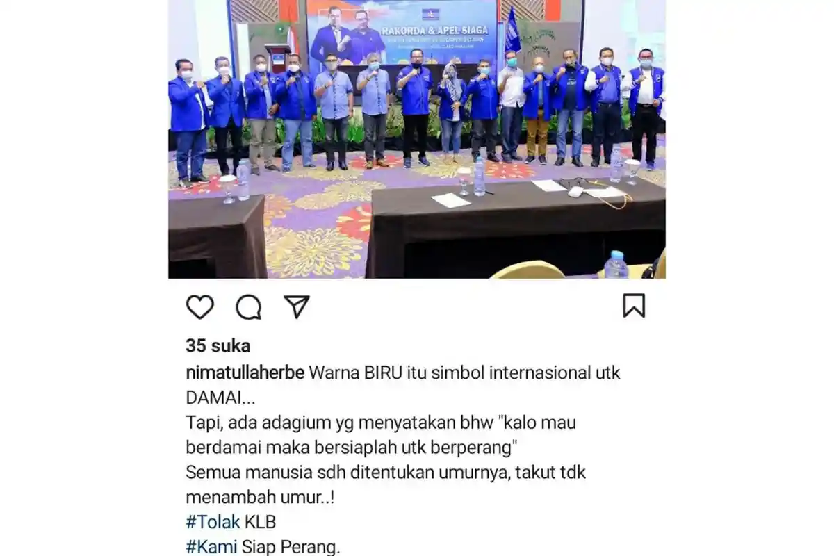 Ni'matullah Gaungkan Tagar Tolak KLB dan Kami Siap Perang di IG