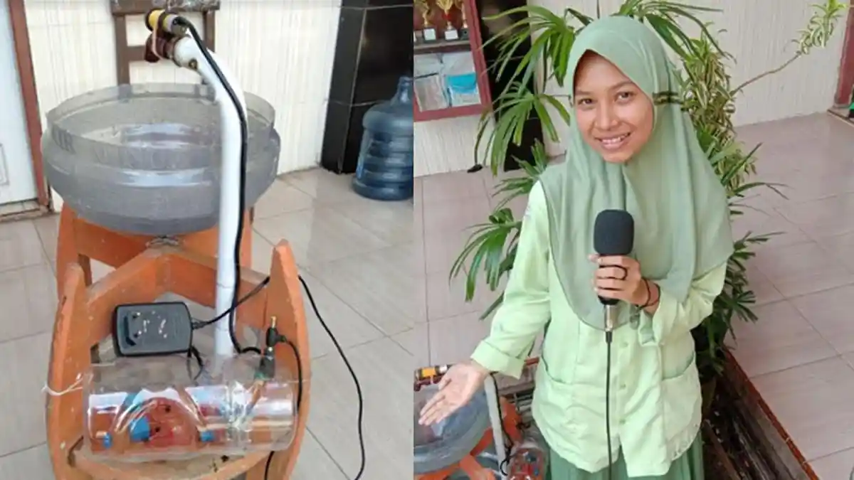 Kreatif, Siswi SMP di Banyuwangi Buat Wastafel Sensor dari Bahan Daur Ulang