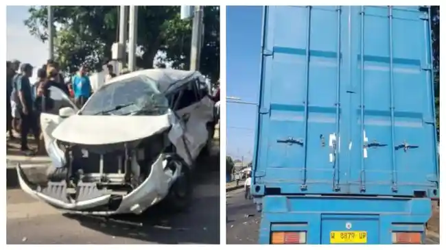 Dramatis,  Avanza Perampok Ringsek Dihajar Truk Kontainer, Nekat Lawan Arus Dikejar Polisi