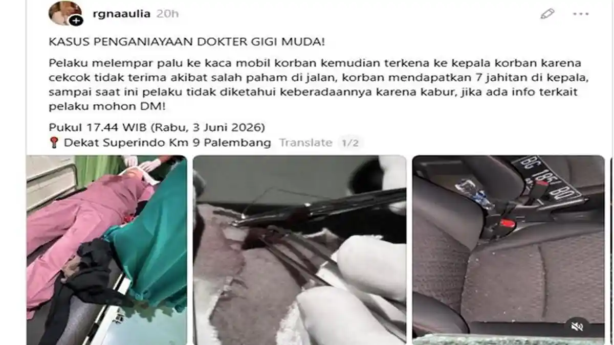 Penyebab Dokter Gigi Wanita di Palembang Viral Dianiaya OTK, Kepala Dihantam Palu di Jalan