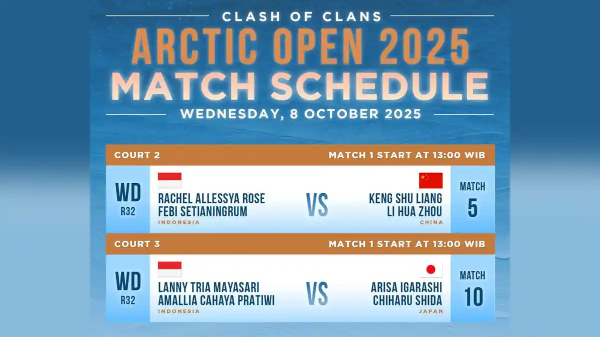 Jadwal Arctic Open 2025 Hari Ini, Pertandingan Lanny/Tiwi vs Arisa/Shida, Ana/Trias Menang Bye