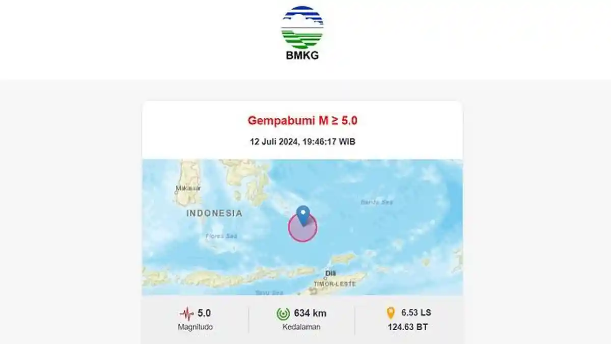 Gempa M 5,0 Guncang Wakatobi Malam Ini, BMKG: Tak Berpotensi Tsunami