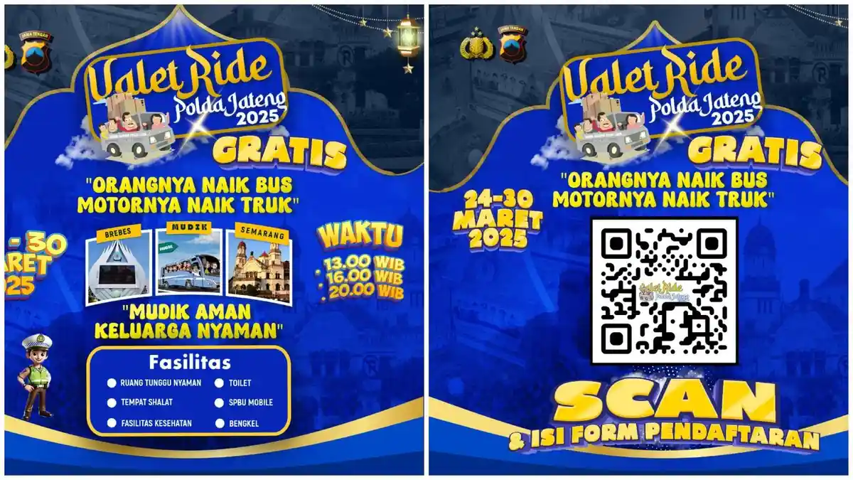 Valet Ride Polda Jateng, Antar Pemudik Motor ke Semarang, Gratis!