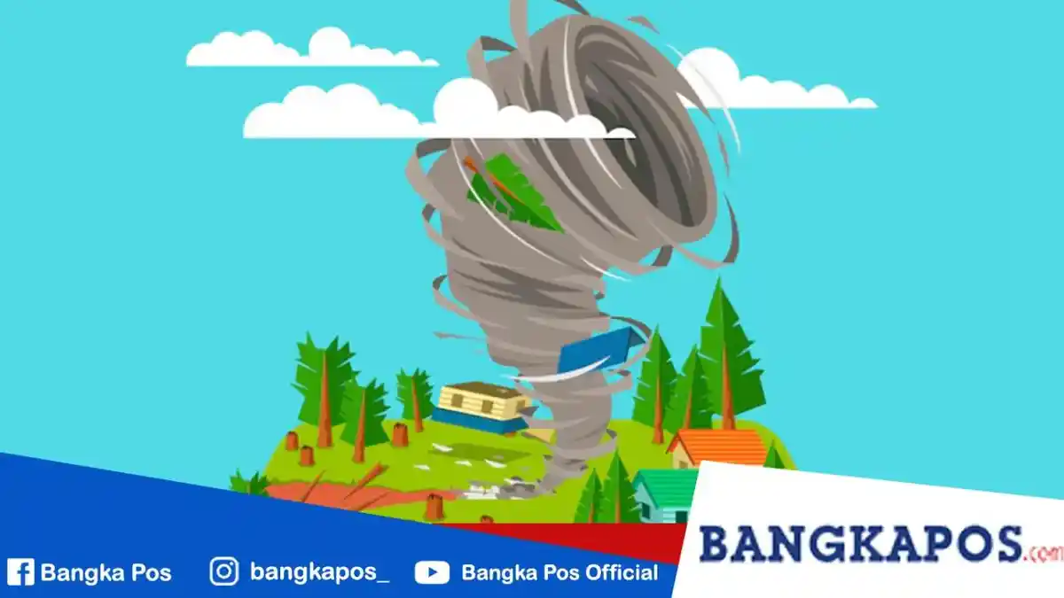 Angin Puting Beliung Terjang 12 Rumah di Tempilang Bangka Barat saat Hujan Lebat