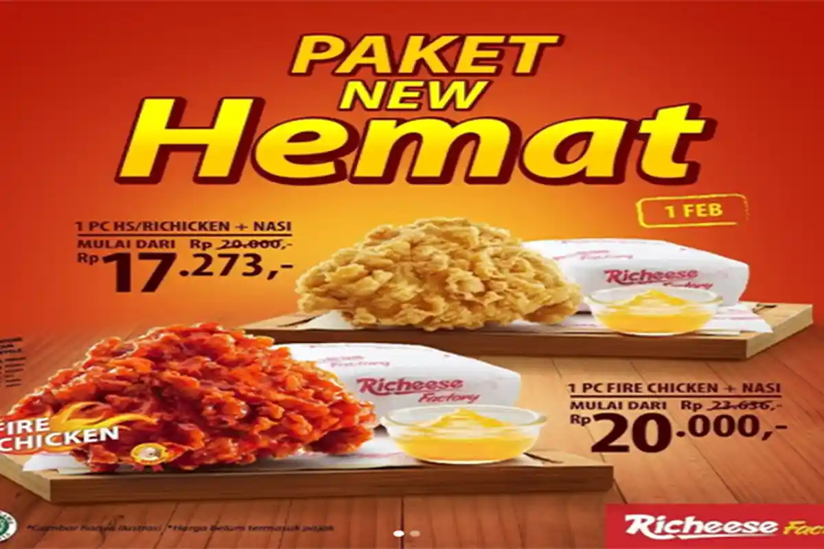 PROMO Richeese Factory Hari Ini Paket New Hemat Mulai Rp. 17.273 & Menu Add On Dari Rp 4.545