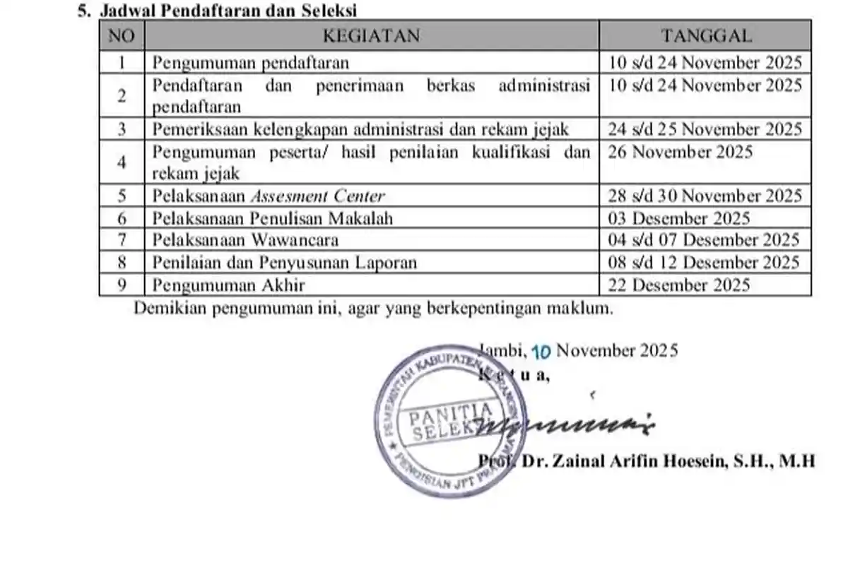 10 Jabatan Strategis di Merangin Jambi Dibuka untuk Seleksi JPT 2025