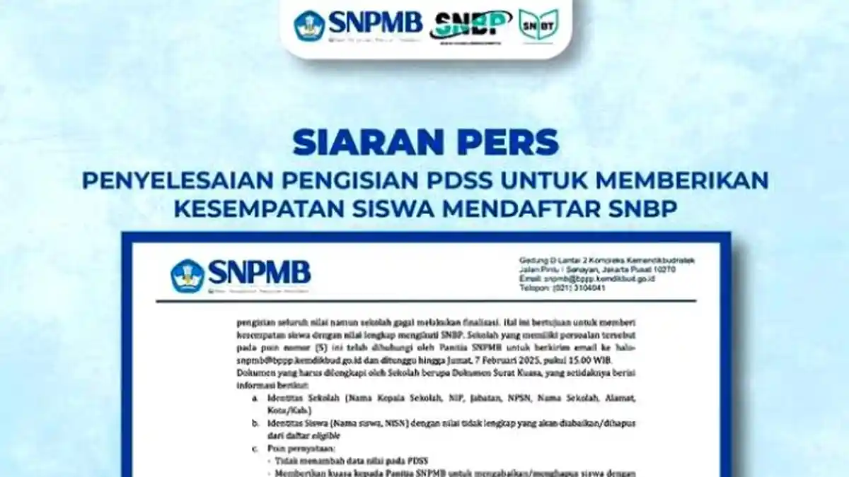 Tim SNPMB Buka Kesempatan Sekolah untuk Finalisasi PDSS SNBP 2025 Hari ...