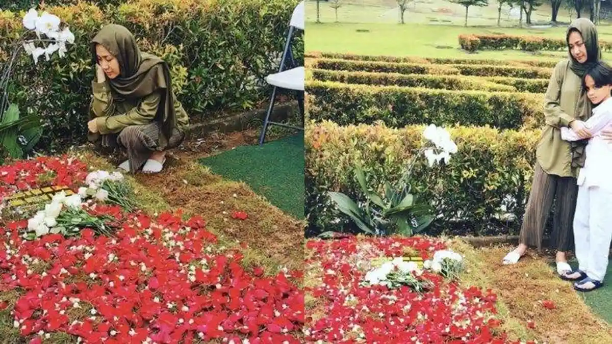 Setelah Konser, BCL Langsung Ziarah ke Makam Ashraf Sinclair, Mata Unge Sembab Pandangi Pusara Suami