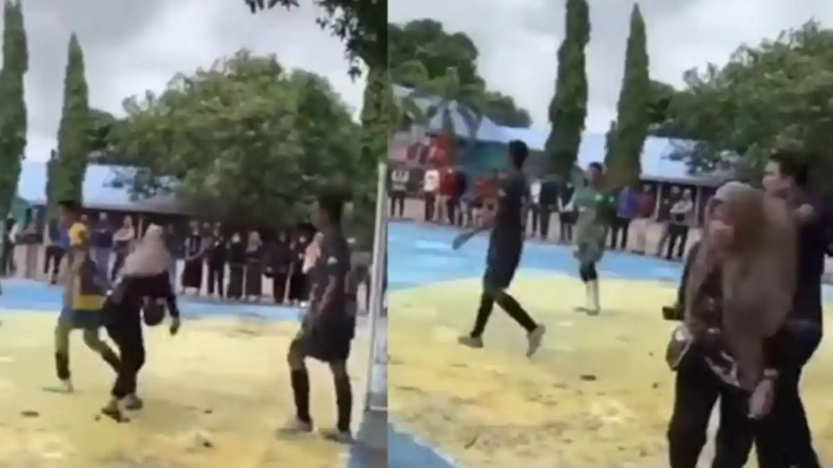 Tak Terima Pacarnya Kena Body Contact saat Main Futsal, Wanita Ini Nekat Masuk ke Tengah Lapangan