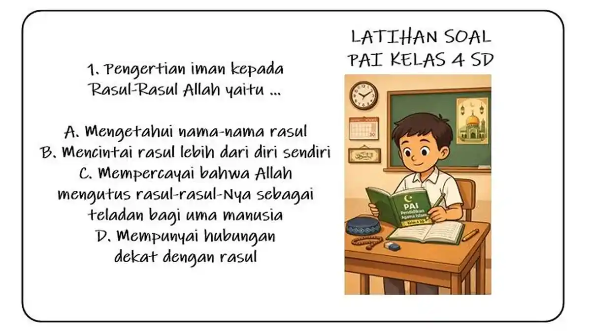 10 Soal PAI Kelas 4 Semester 2 Bab 7, Beriman Kepada Rasul-Rasul Allah