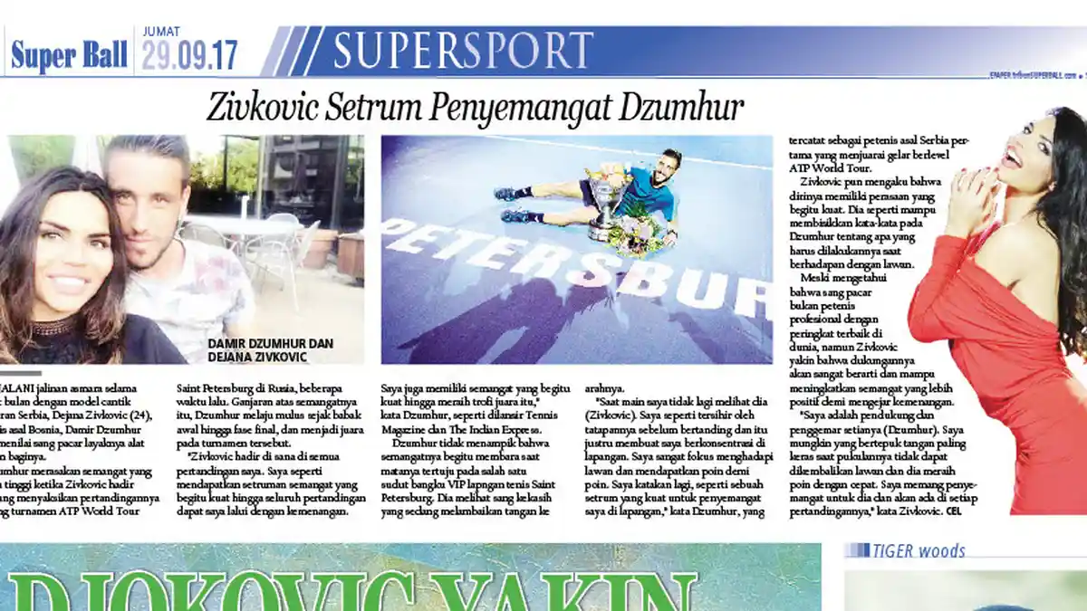 Model Cantik Ini Bagaikan Setrum Penyemangat Damir Dzumhur