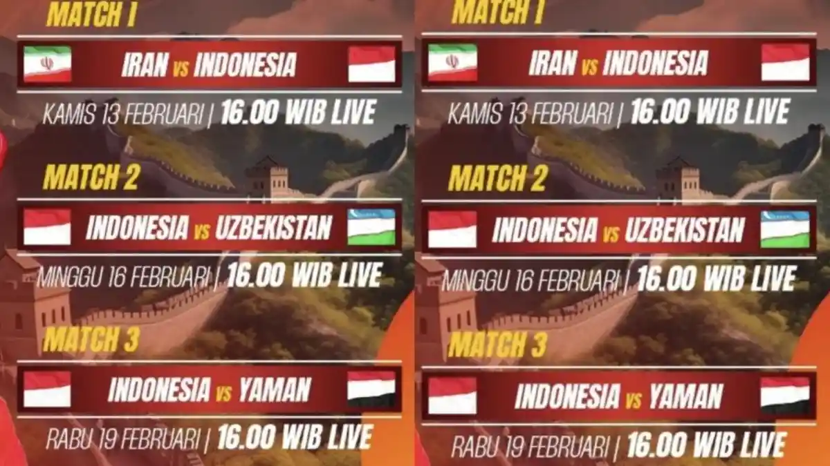Live RCTI Malam Hari Timnas U20 Indonesia vs Iran, Hari ini Australia vs Kirgistan, China vs Qatar