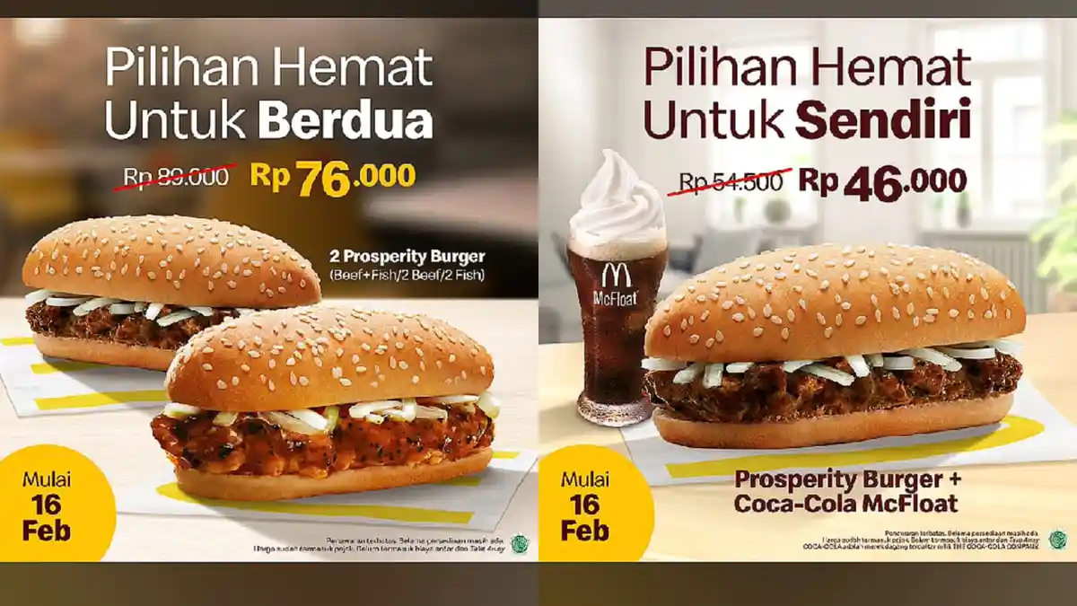Jangan Ketinggalan, Promo McD 24-28 Februari 2022, Prosperity Burger + Coca Cola McFloat Rp 46.000