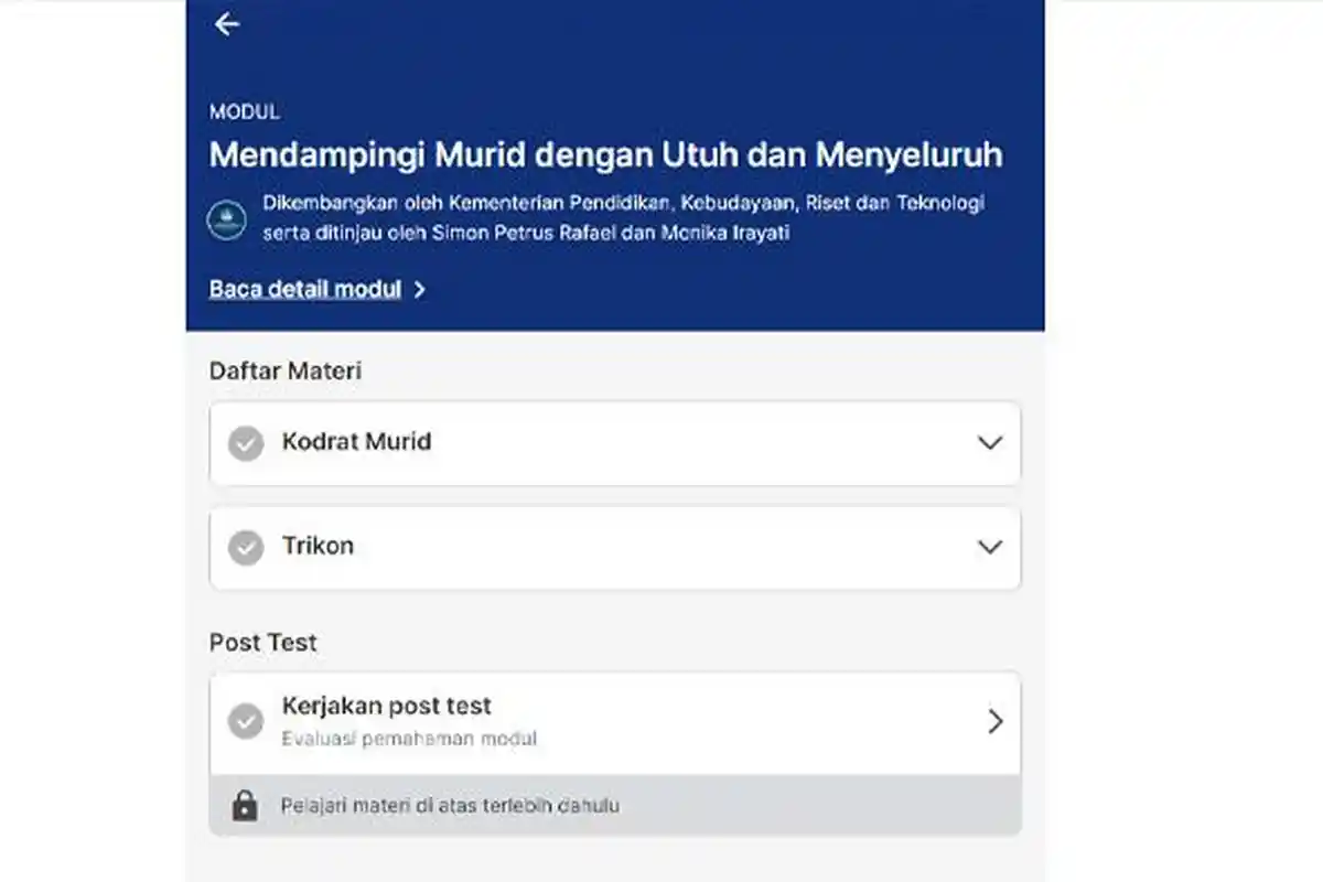 Kunci Jawaban Post Test Modul 3 Merdeka Belajar Tema Mendampingi Murid dengan Utuh dan Menyeluruh