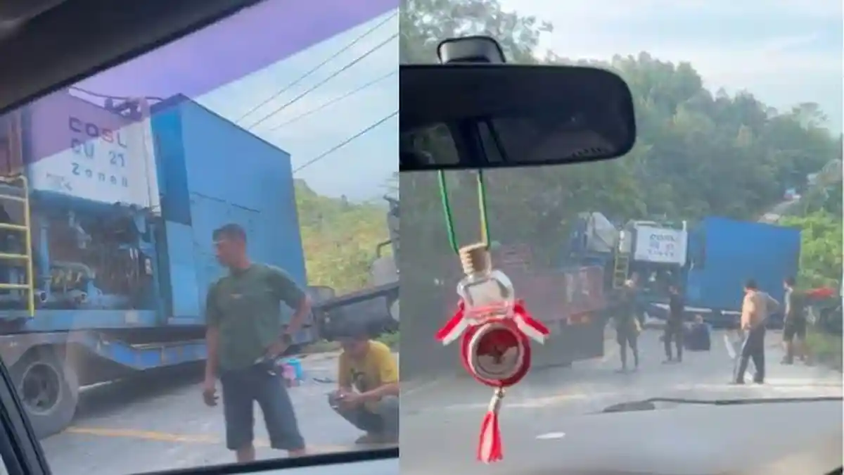 BREAKING NEWS: Lakalantas Truk Trailer Melintang di Km 27 Bontang-Samarinda