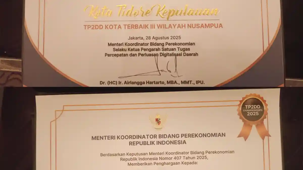 Raih Dua Penghargaan TP2DD, Pemkot Tidore Jadi yang Terbaik di Kawasan Nusampua