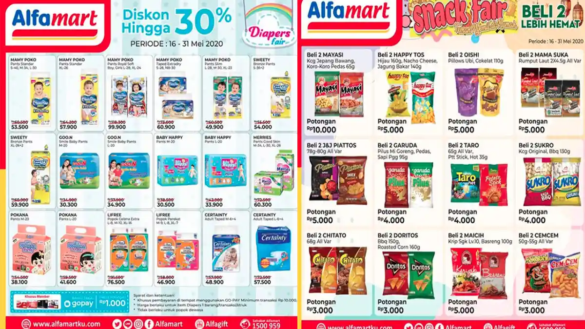 KATALOG PROMO ALFAMART Hari Ini Kamis 28 Mei 2020 Ada Diapers Fair hingga Snack Fair, Banyak Diskon!