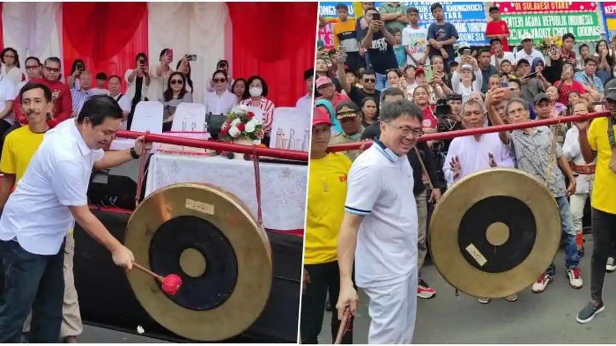 Pukulan Gong oleh Wagub Steven Kandouw dan Wali Kota Andrei Angouw Buka Prosesi Cap Go Meh Manado