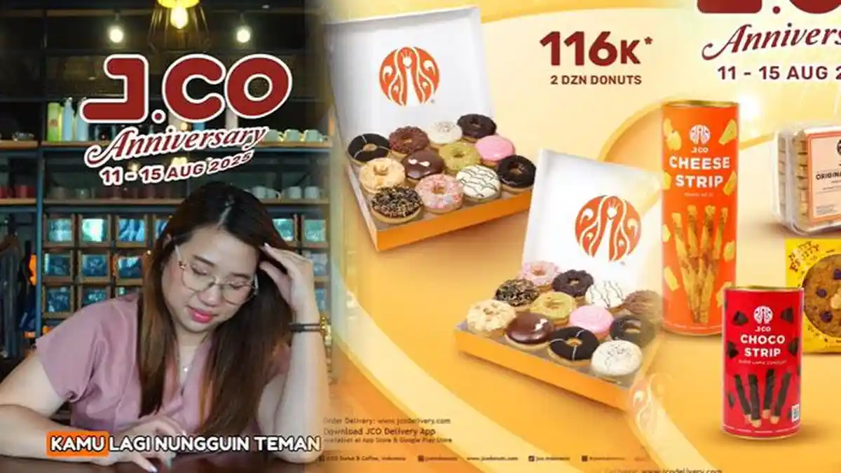 PROMO Jajan JCO  1 Dozen Donuts + 2 Beverages Lebih Murah Berlaku Hingga 15 Agustus 2025