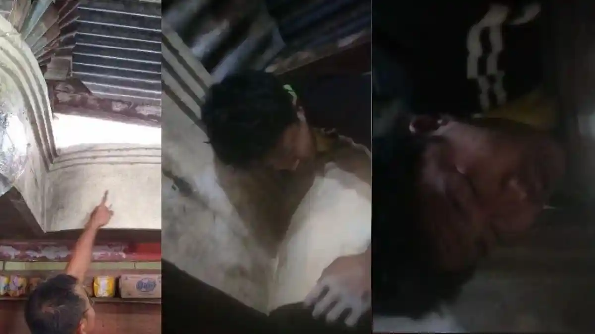 TAMPANG Lemas Maling yang Terjepit Selama 4 Jam di Plafon Warung Warga Kepahiang Bengkulu