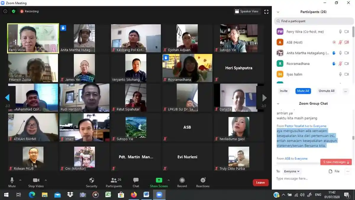 FGD Virtual ASB: FKUB dan Tokoh Agama Perkuat Kehidupan Beragama dan Berkeyakinan di Medan