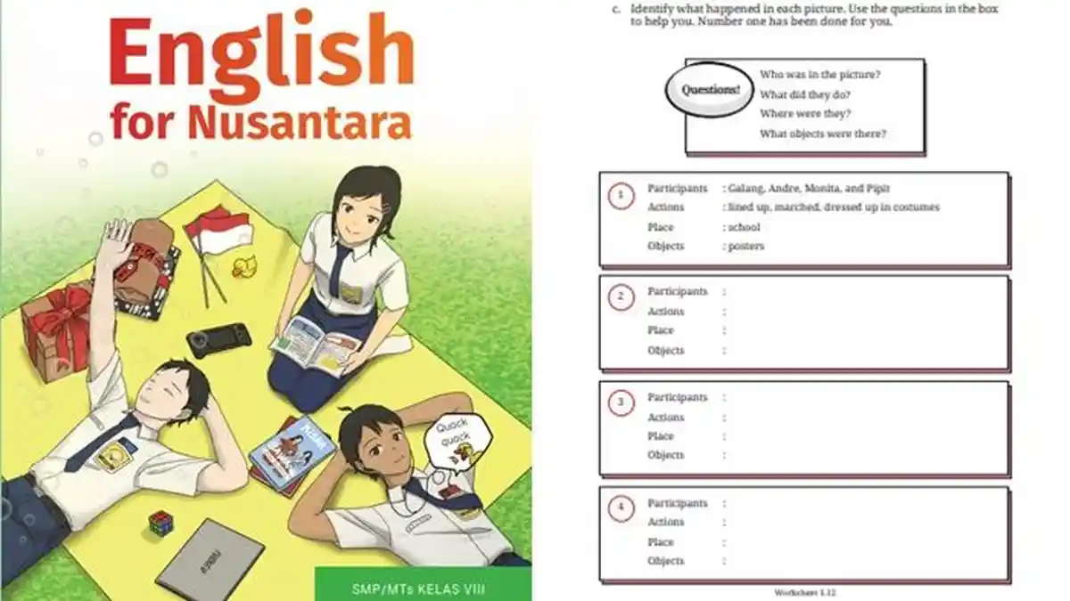 Kunci Jawaban Bahasa Inggris Kelas 8 SMP Halaman 45 Kurikulum Merdeka, Section 4 Worksheet 1.12