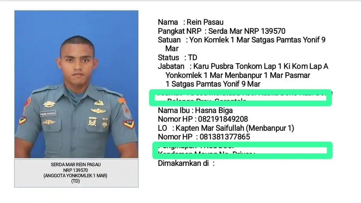 Gugur di Longsor Bandung Barat, Prajurit Marinir Serda Mar Rein Pasau Dipulangkan ke Gorontalo