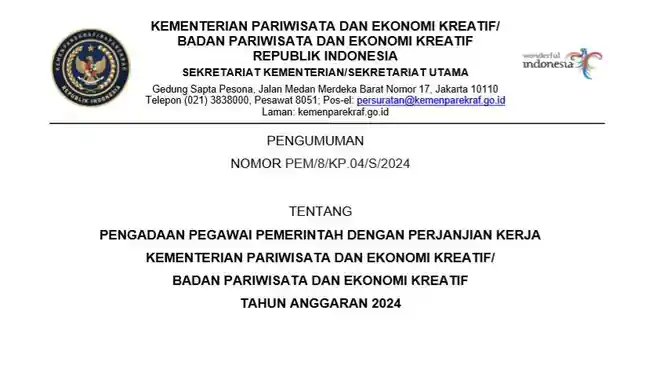 Tugas dan Gaji PPPK Kemenparekraf 2024, Tertinggi Rp9.286.100