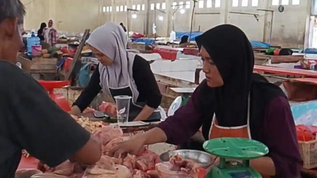 Harga Daging Ayam di Pasar Kramat Tinggi Turun, Lapak Pedagang Sepi Pembeli - Tribunjambi.com